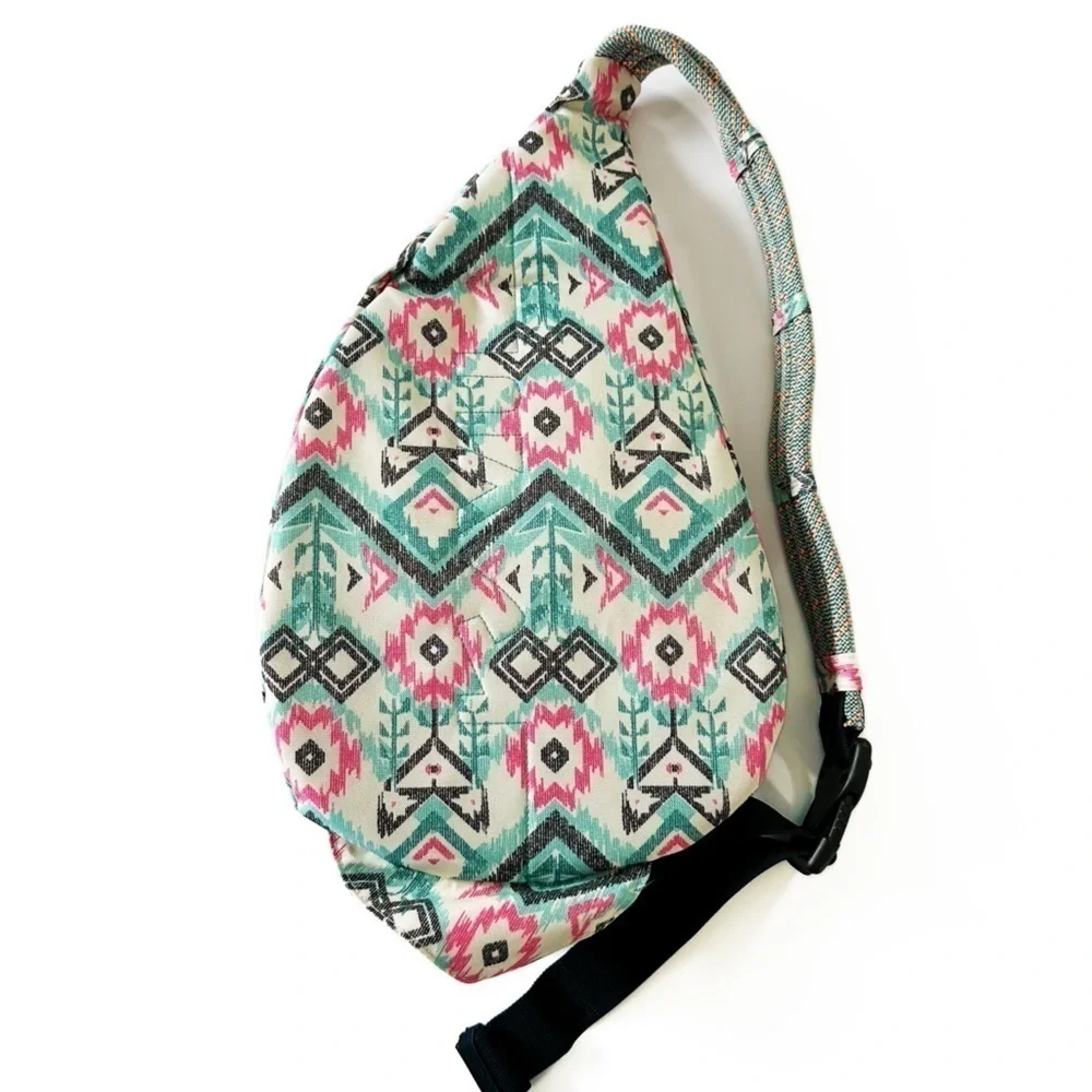 Kavu Ikat REI Blue Pink Rope Sling Hands Free Hiking Casual Bag Purse Crossbody